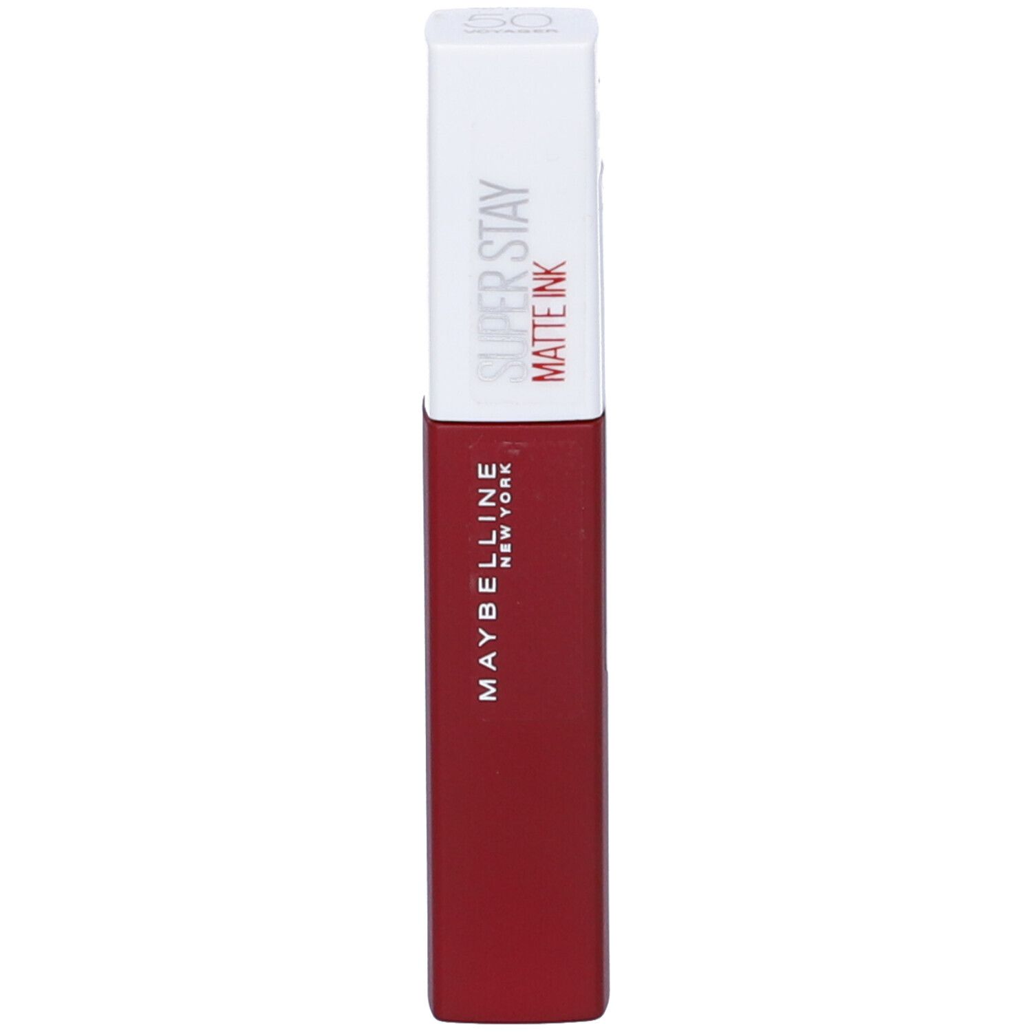 Maybelline Super Stay Matte Ink Lippenstift in Rot. Weißer Deckel mit rotem Schriftzug.