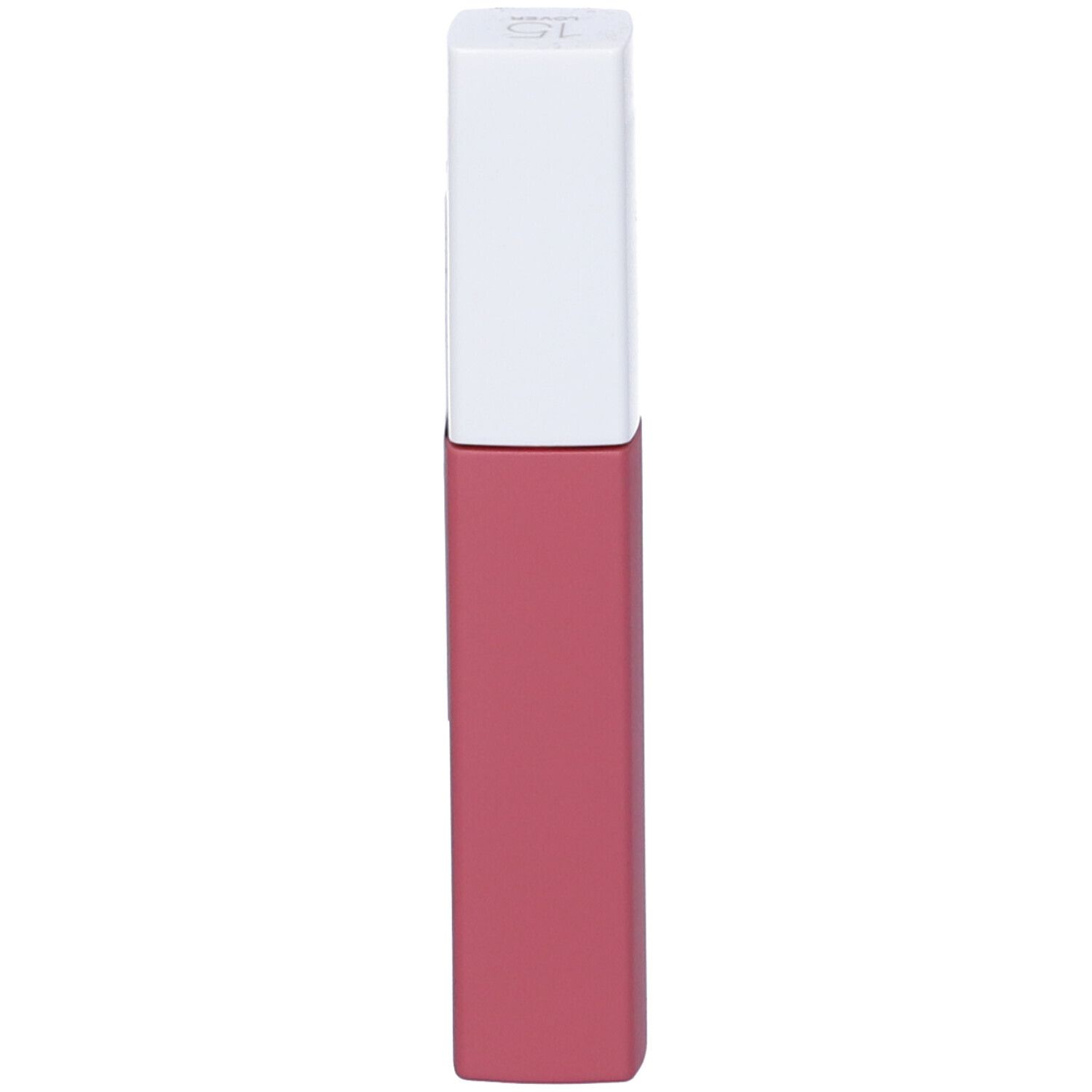 Lippenstift in mattem Rosaton mit weißem Deckel.