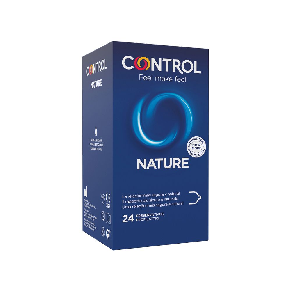 Packung mit 24 CONTROL NATURE Kondomen.