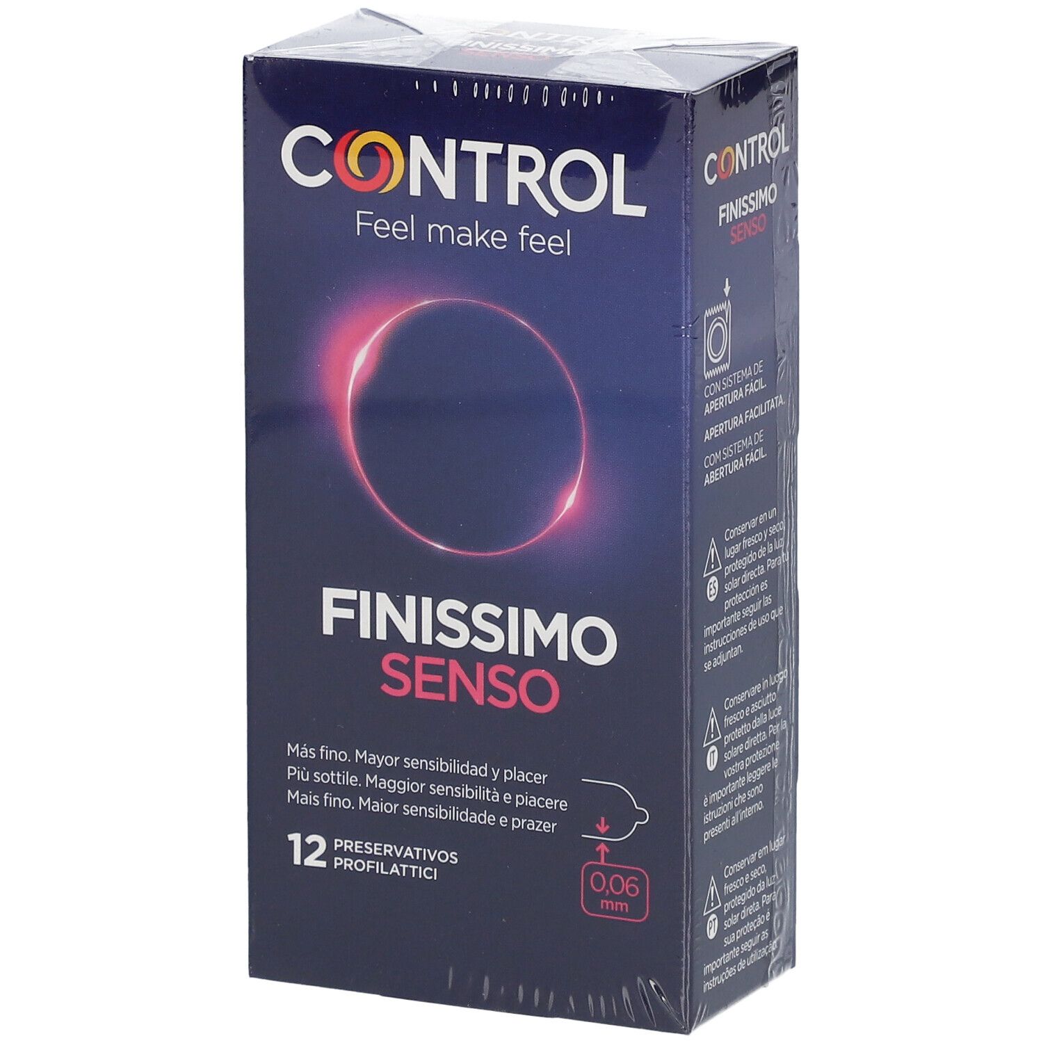 Packung Control Finissimo Senso Kondome, 12 Stück. Dünn, 0,06 mm.