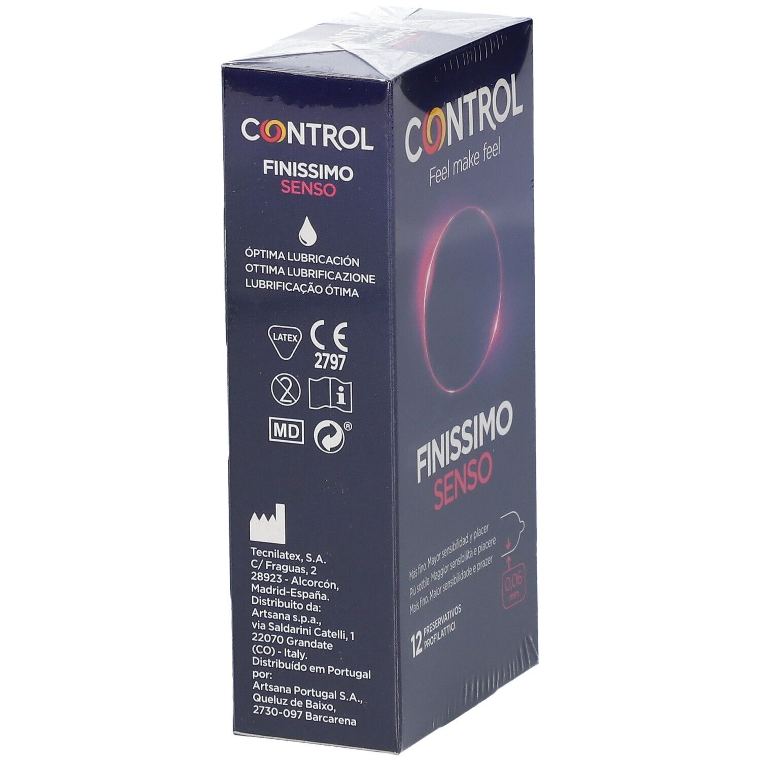 Packung Control Finissimo Senso Kondome, 12 Stück. CE 2797 zertifiziert.