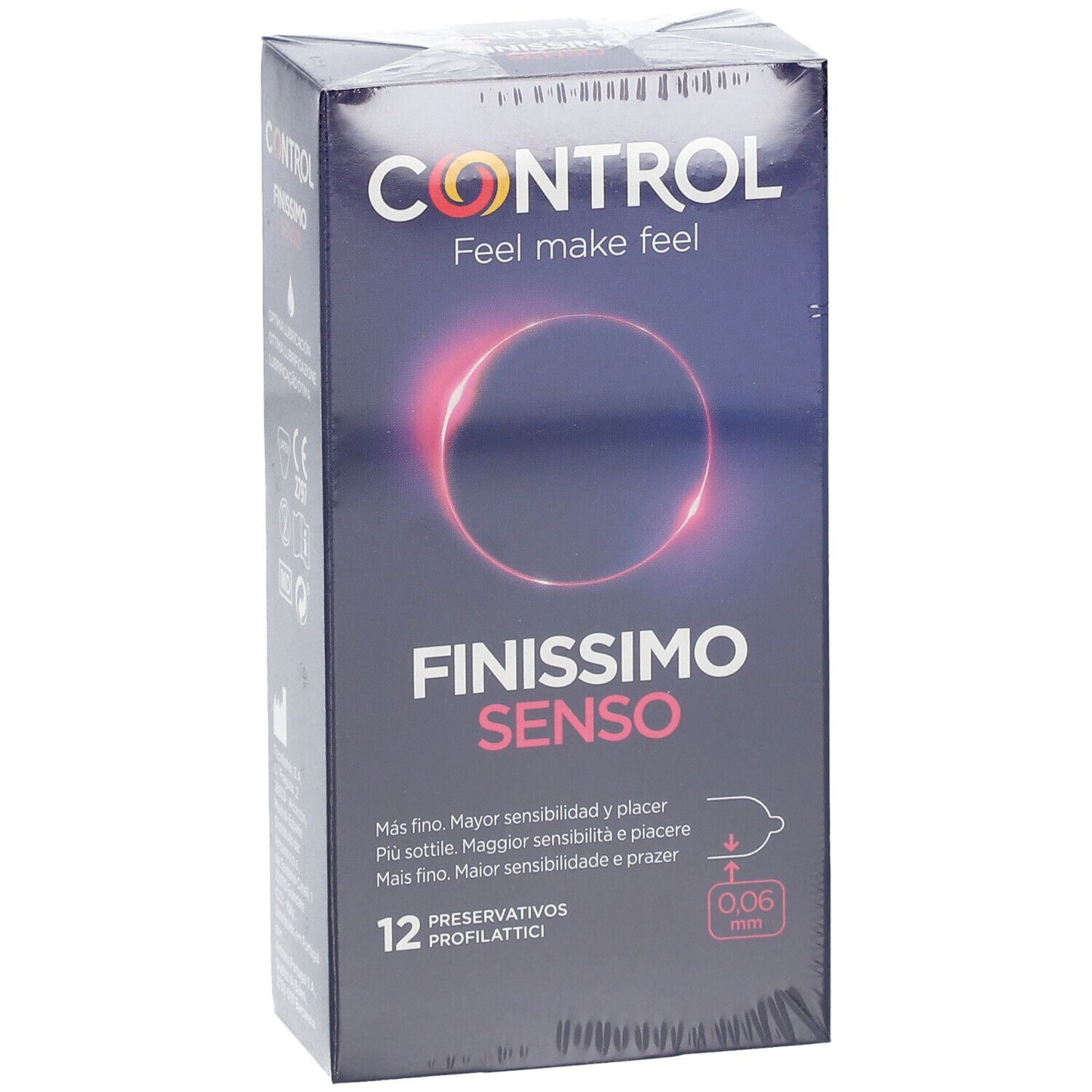 Packung Control Finissimo Senso Kondome, 12 Stück. Dünn, 0,06 mm.