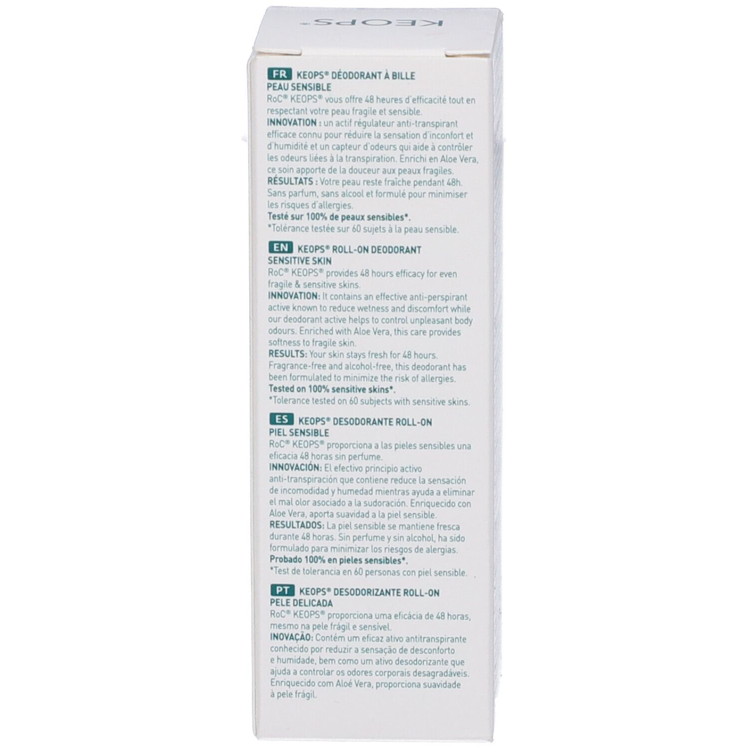 KEOPS Roll-On Deodorant für empfindliche Haut. 48h Wirksamkeit, ohne Duftstoffe. Mit Aloe Vera.