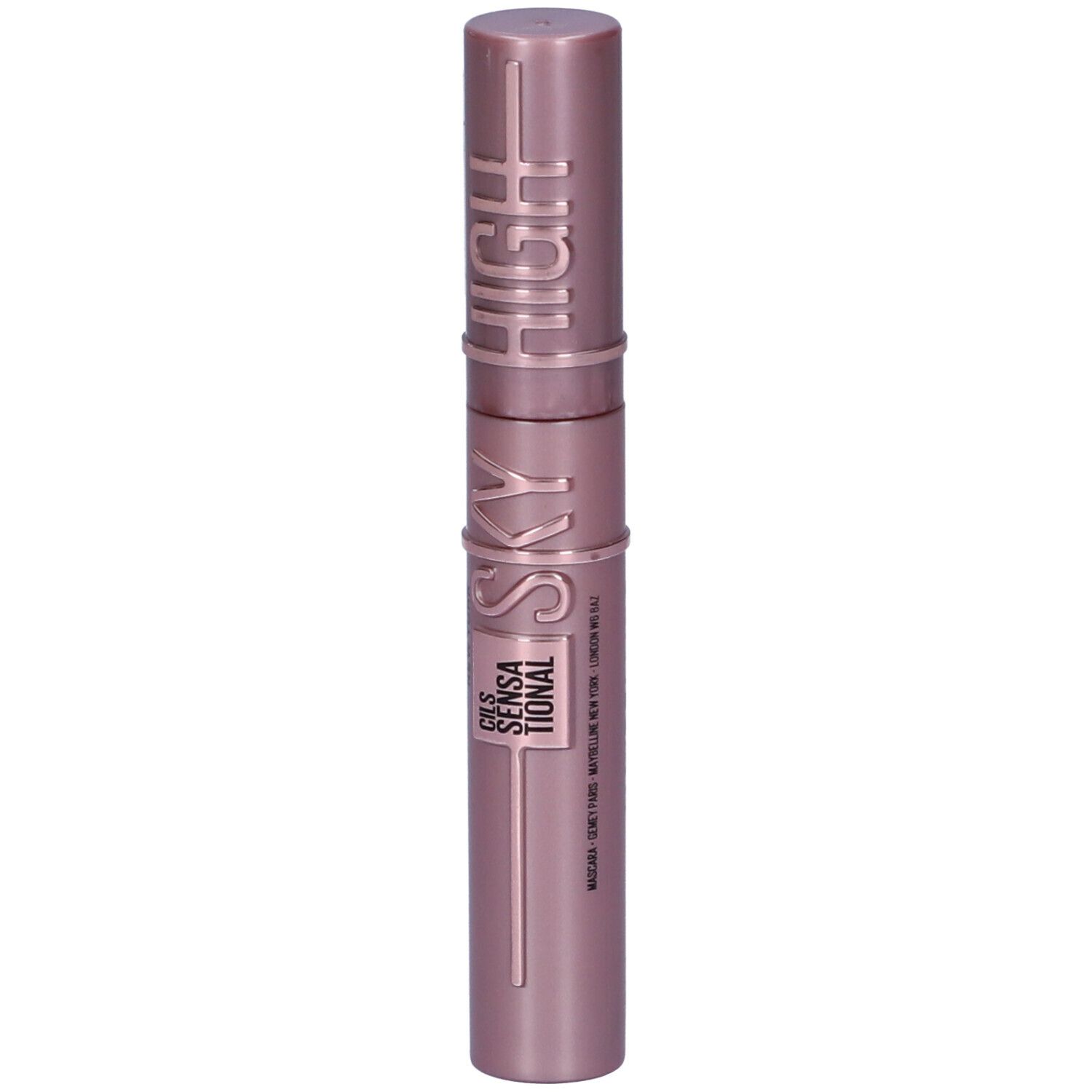 Rosa Mascara-Tube mit den Aufschriften "SKY HIGH" und "SENSATIONAL".