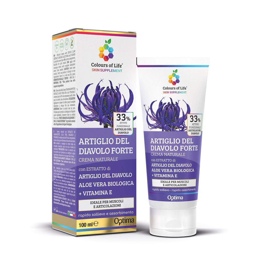 Verpackung und Tube der Teufelskralle Creme mit Aloe Vera und Vitamin E.
