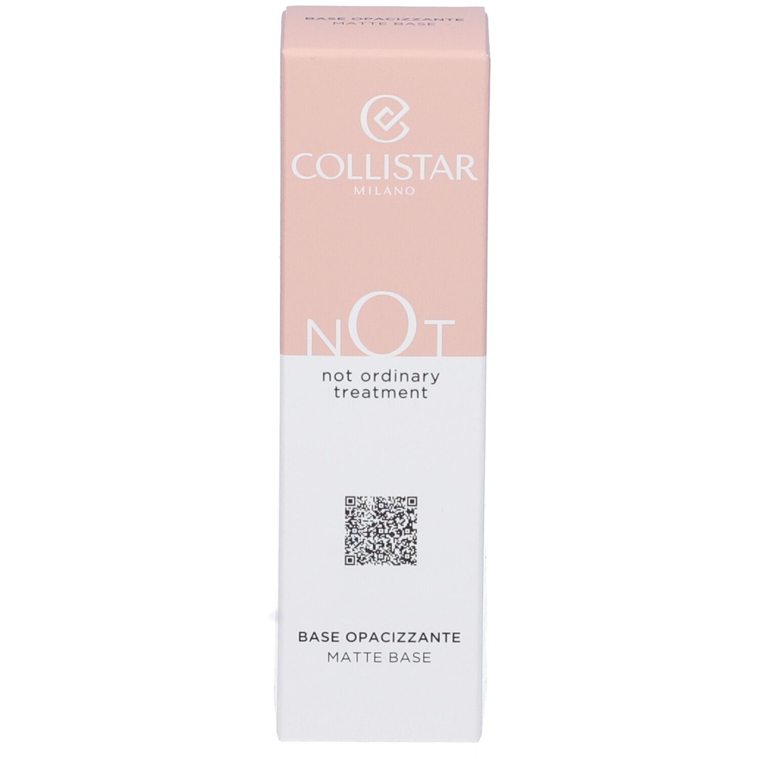 Collistar NOT Matte Base Verpackung. Enthält QR-Code und Text.