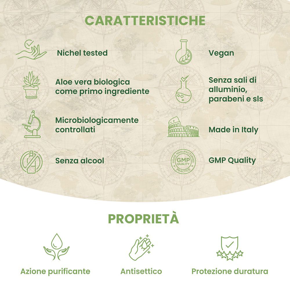 Merkmale des Teebaumöl-Deodorants: Nischel getestet, vegan, ohne Alkohol.
