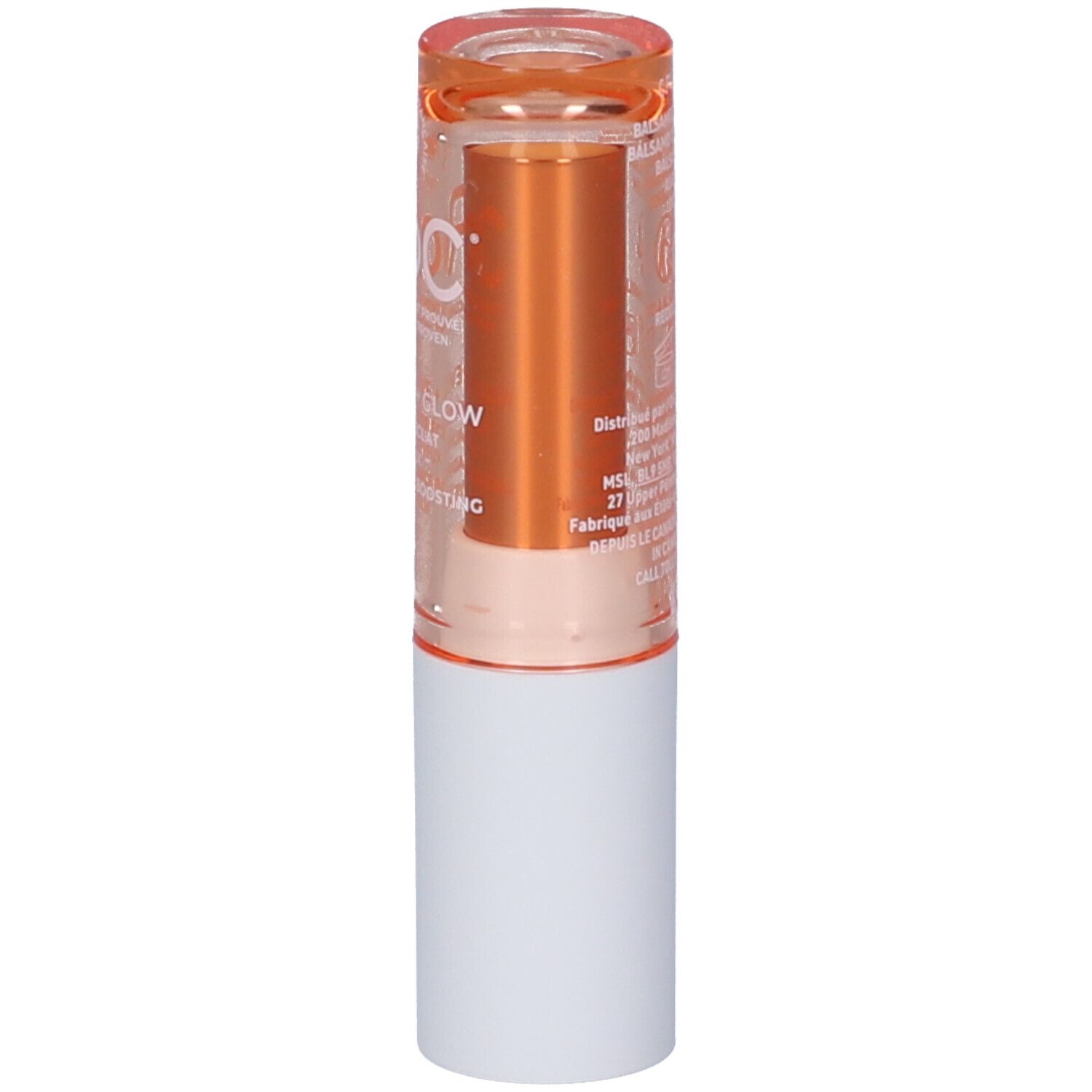 ROC Revive + Glow Augenbalsam, teilweise geöffnet, zeigt den orangefarbenen Balsam.