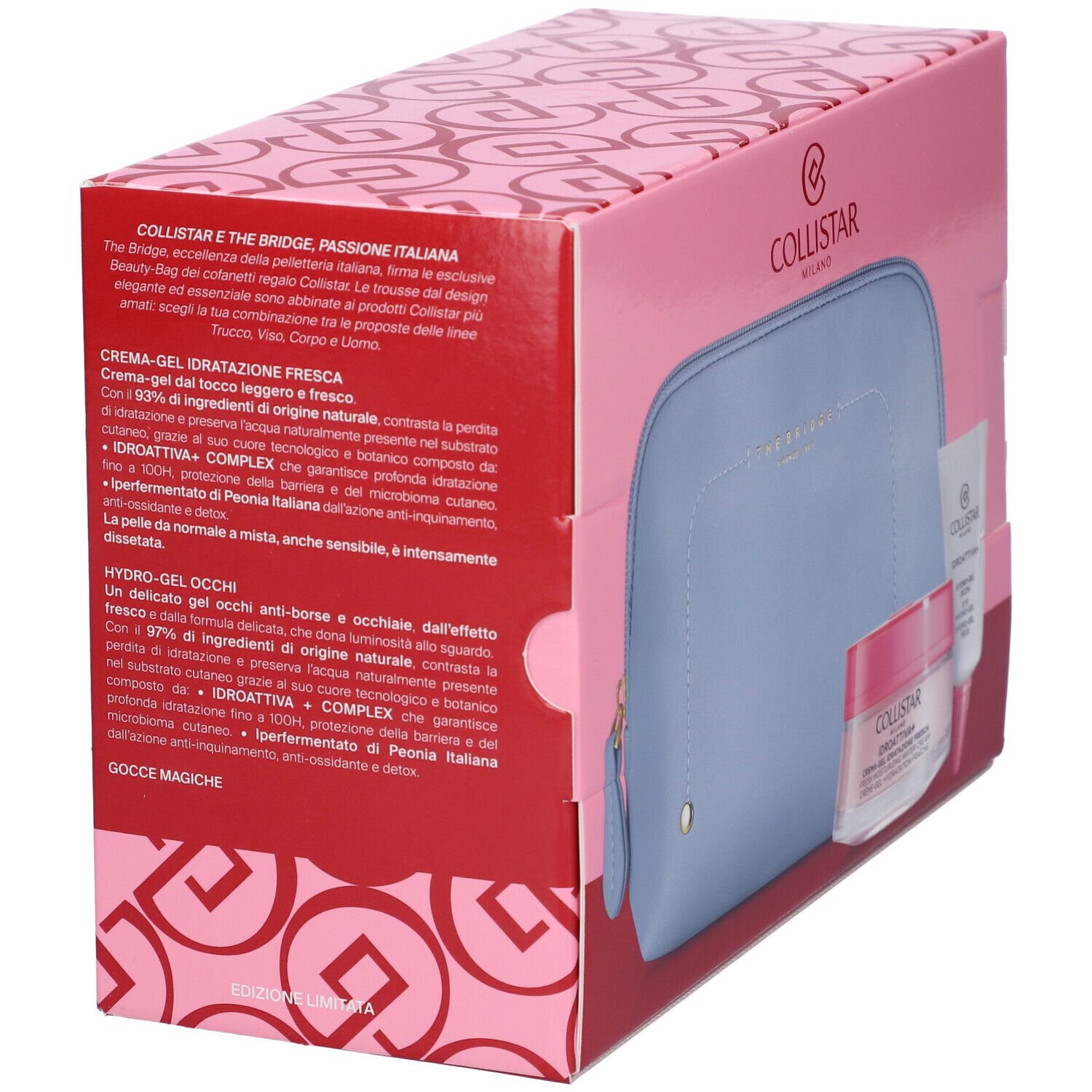 Collistar Geschenkset: Rückseite der Verpackung mit Produktinformationen und Inhaltsstoffen.