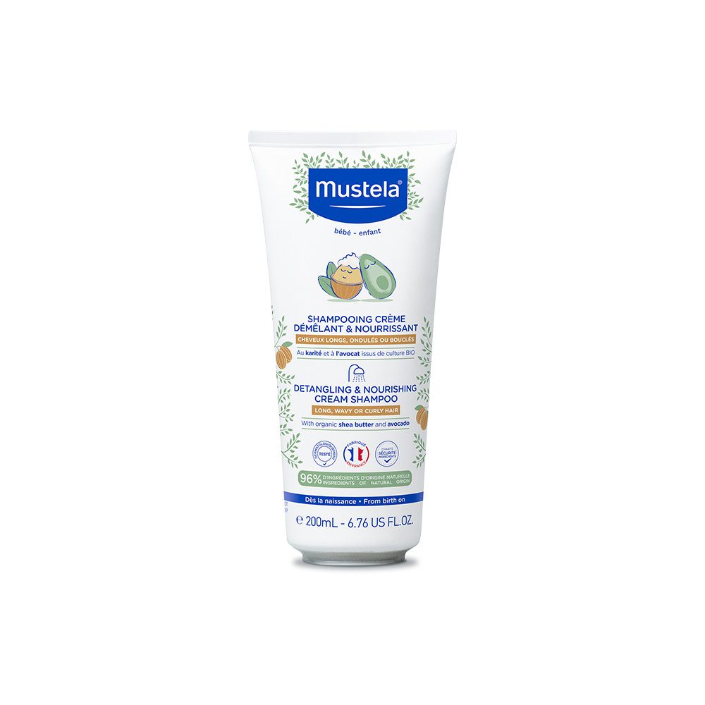 Mustela Detangling & Nourishing Cream Shampoo Tube, 200ml, mit Avocado-Extrakt und Sheabutter.