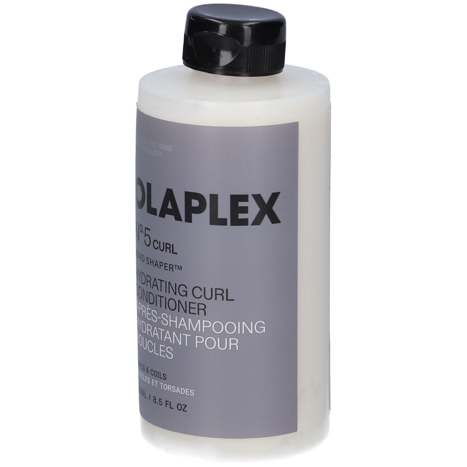 Olaplex No. 5 Curl Hydrating Curl Conditioner in weißer Flasche mit schwarzem Deckel. 8.5 FL OZ.