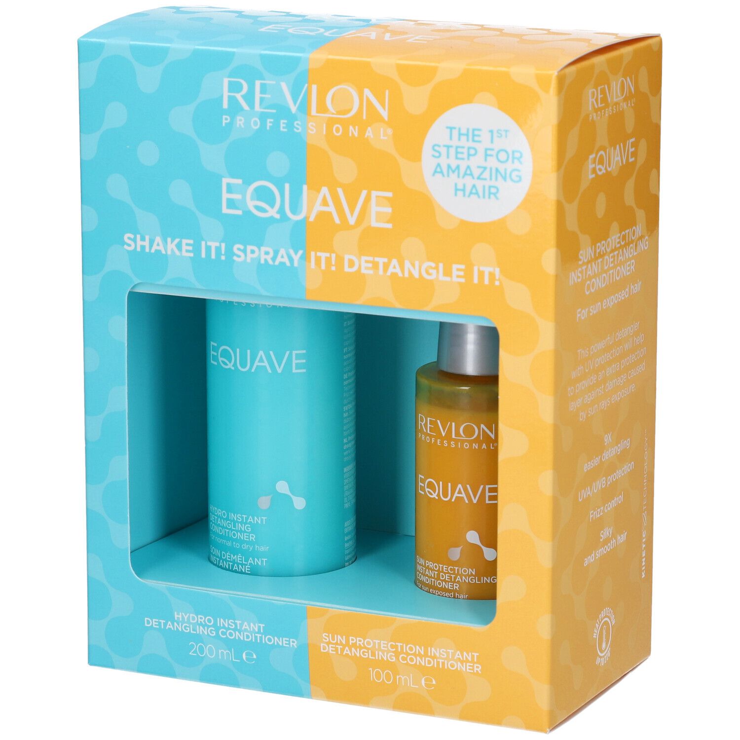 Revlon Equave Geschenkset mit Hydro Instant Detangling Conditioner (200ml) und Sun Protection Instant Detangling Conditioner (100ml).