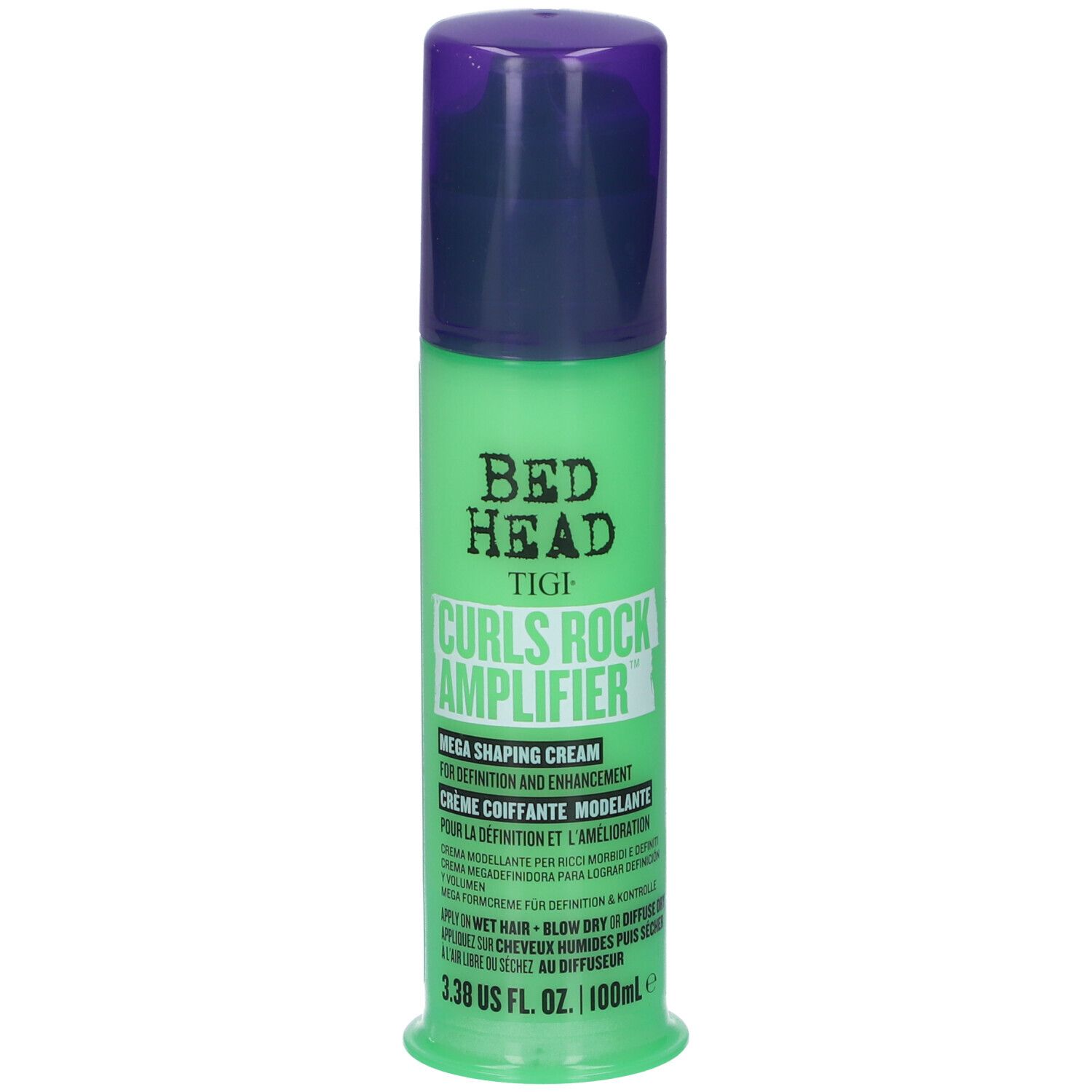Bed Head TIGI Curls Rock Amplifier Creme in grüner Flasche mit Pumpspender. 100ml.