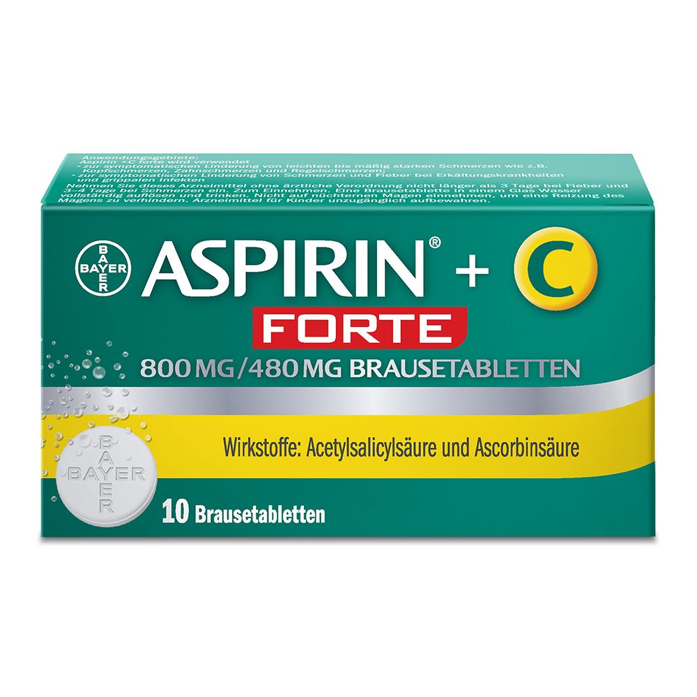 Aspirin® +C Forte Brausetabletten bei anfänglich stärkeren Erkältungsanzeichen, Schmerzen und Fieber 10 St