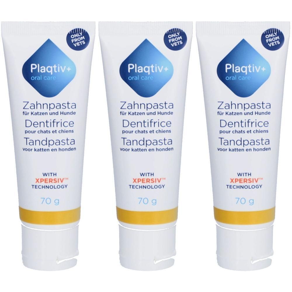Plaqtiv+ Zahnpasta für Katzen und Hunde 3x70 g