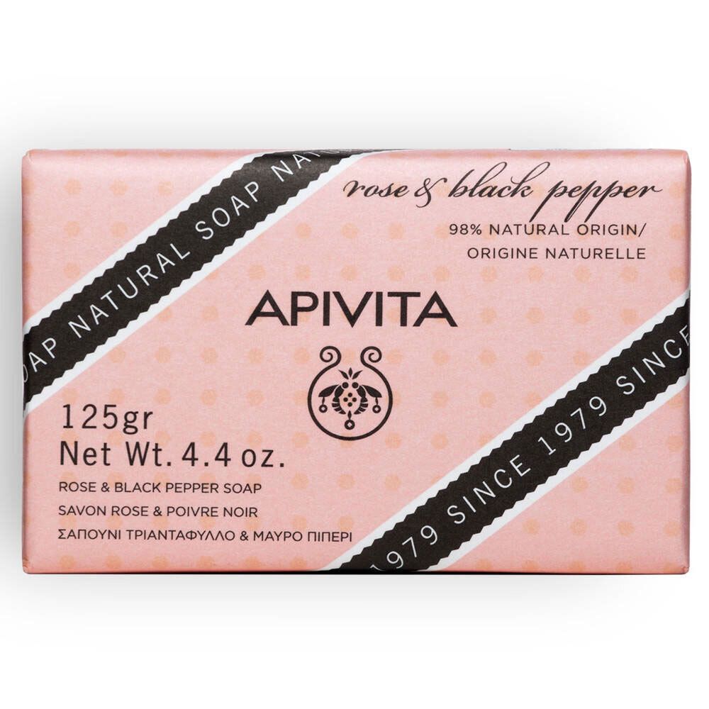 Apivita Natürliche Seife mit Rose & schwarzem Pfeffer 125 g
