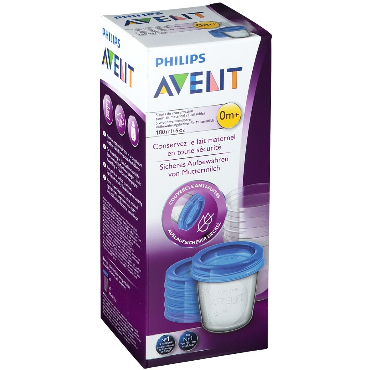 Philips Baby Avent Aufbewahrungsbecher Für Muttermilch 180 Ml Sonstige 5 St