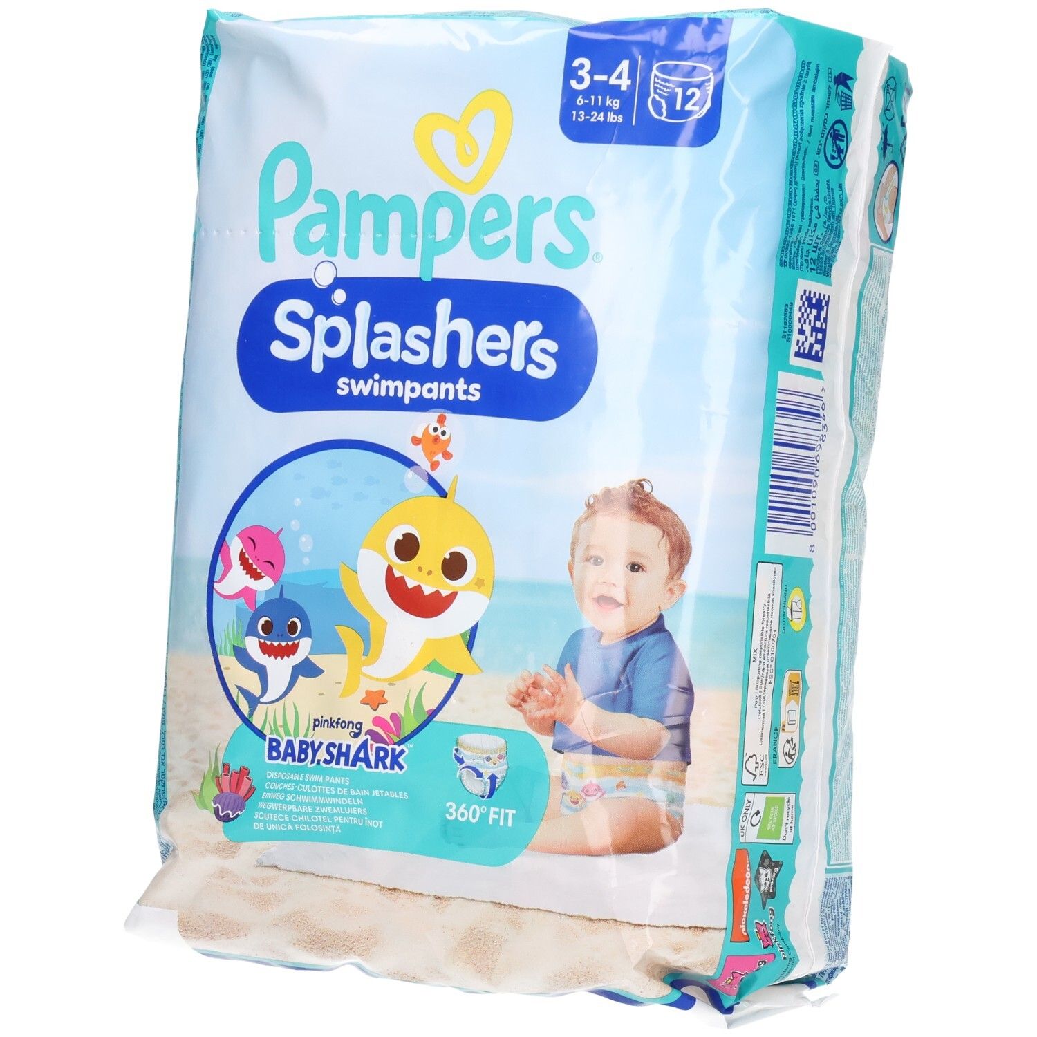 Pampers Windeln Größe 3-4, Splashers Baby Shark Limited Edition 12 St Unisex