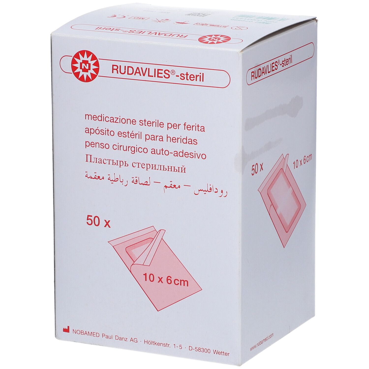 Noba Rudavlies sterile Wundpflaster 50 Stück 10 cm x 6 Pflaster St