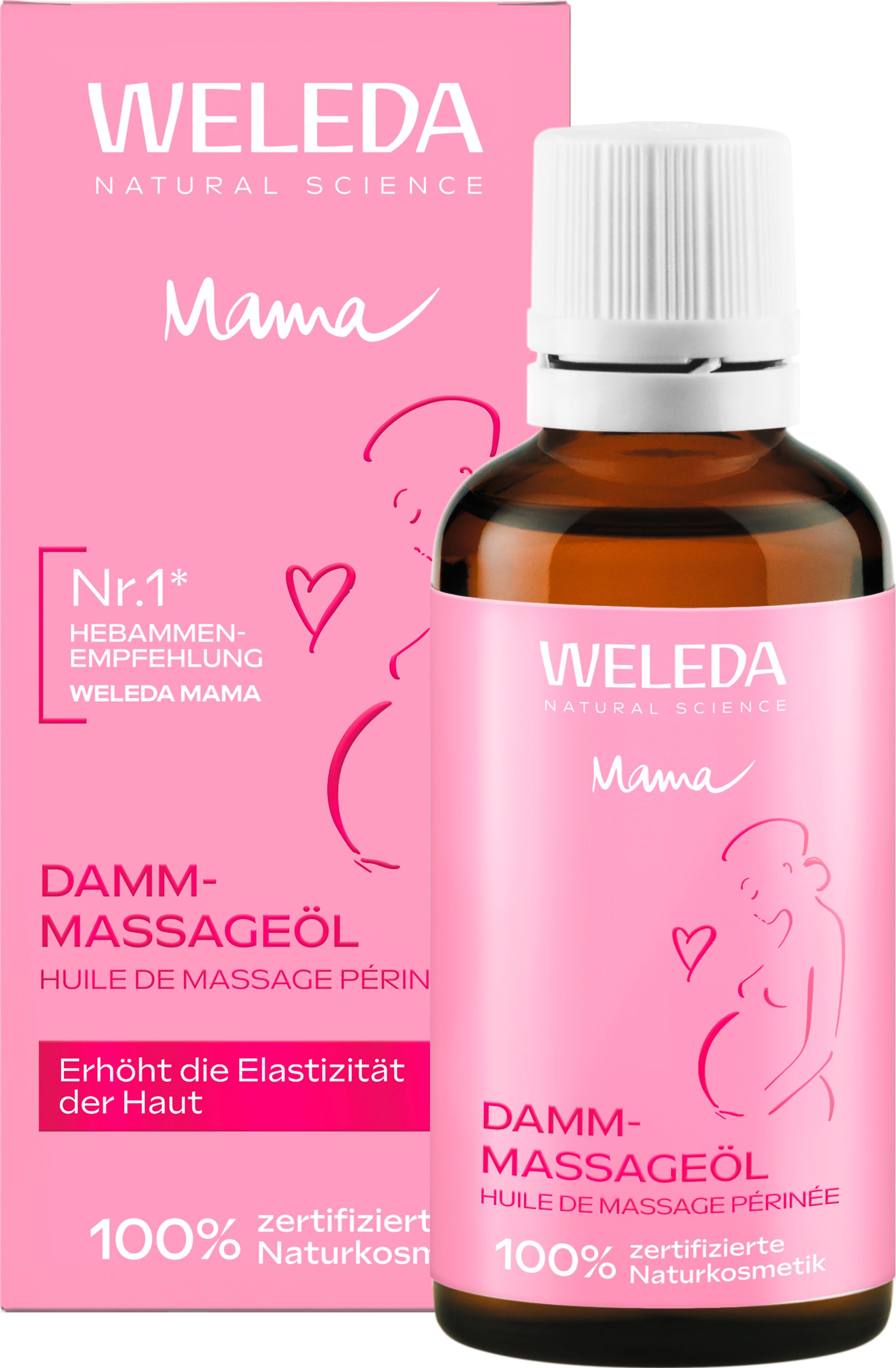 Weleda Damm-Massageöl - lockert & dehnt durch regelmäßige Massagen die Haut, für mehr Elastizität Massageöl 50 ml