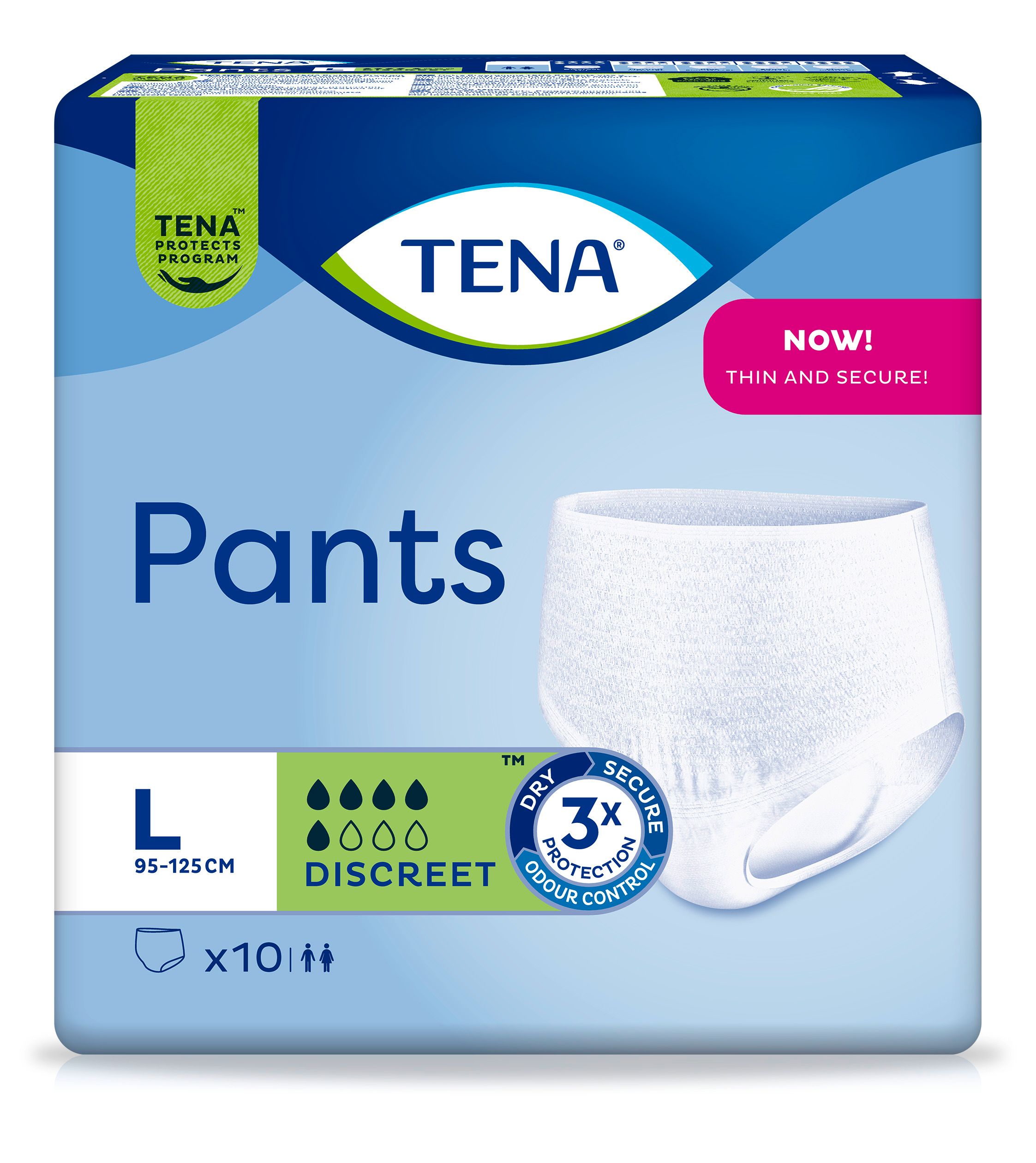 Tena Pants Discreet Inkontinenzpants Gr. L Einweghosen 10 St weiss Unisex