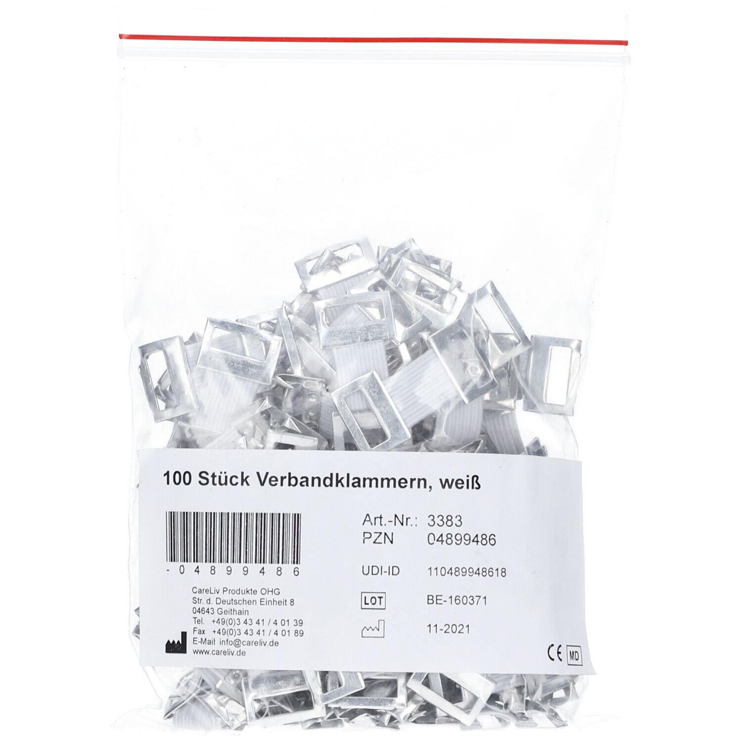 Verbandklammern weiß Klammer 100 St