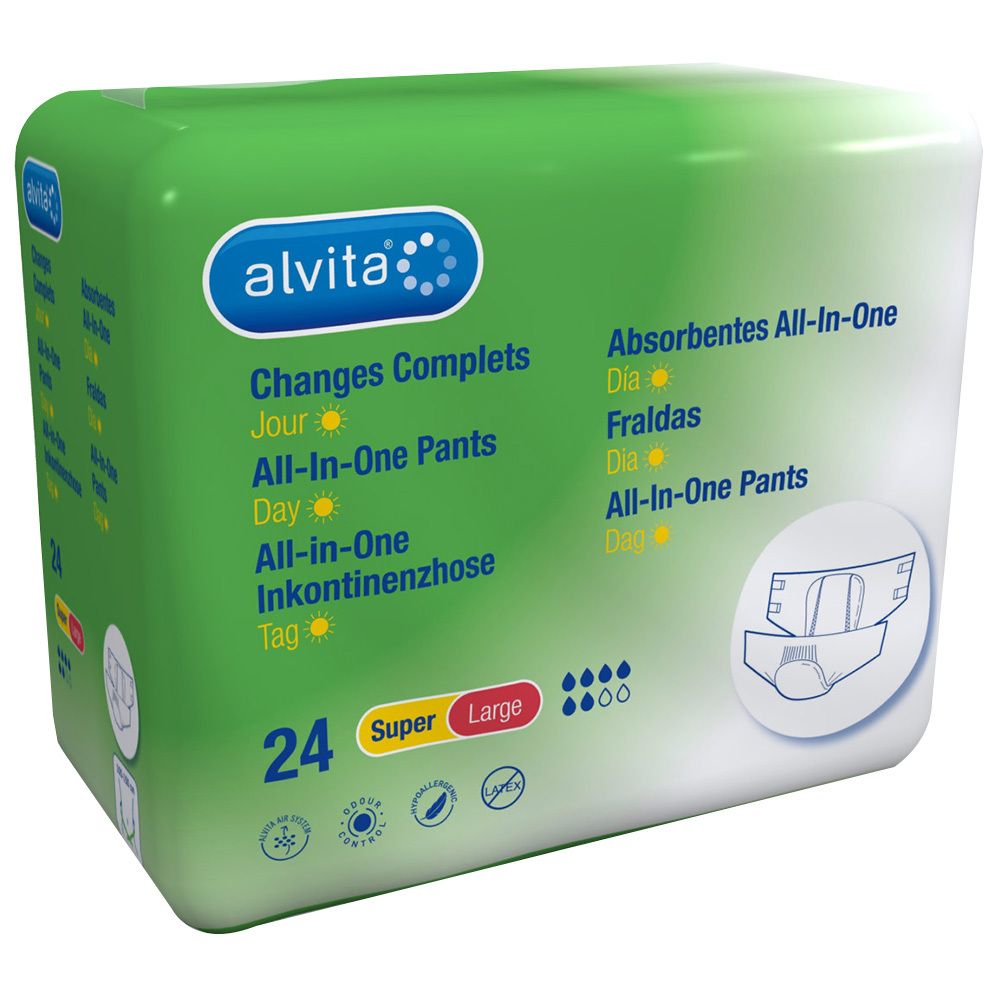 alvita® All-in-One Inkontinenzhose super large Einweghosen 24 St weiss Unisex