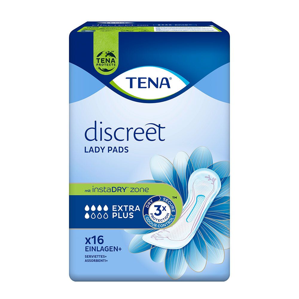 Tena Lady Discreet Extra Plus Inkontinenz Einlagen Binden 6x16 St weiss Frauen