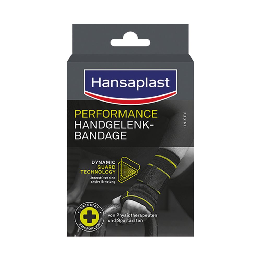 Hansaplast Performance Handgelenkbandage L/Xl | Schützende Sportbandage Handgelenkschoner Bandage(s) 1 St schwarz