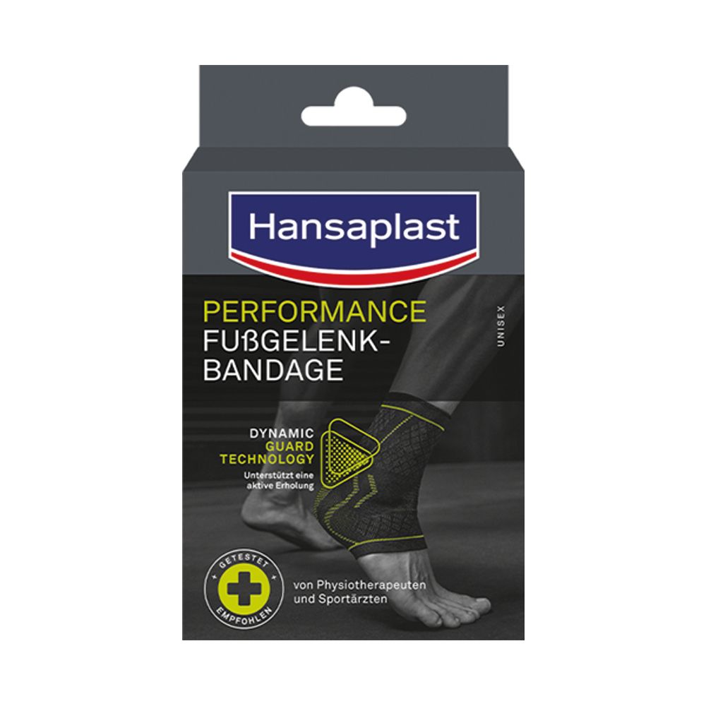 Hansaplast Performance Fußgelenkbandage S/M | Schützende Sportbandage Flexibel Bandage(s) 1 St schwarz
