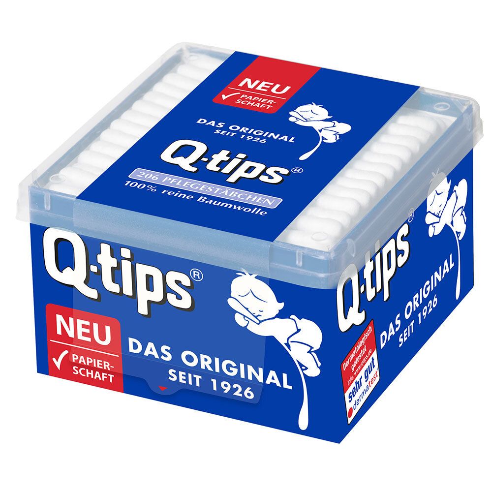 Q-tips® Wattestäbchen, Würfelbox Stäbchen 206 St weiss Unisex
