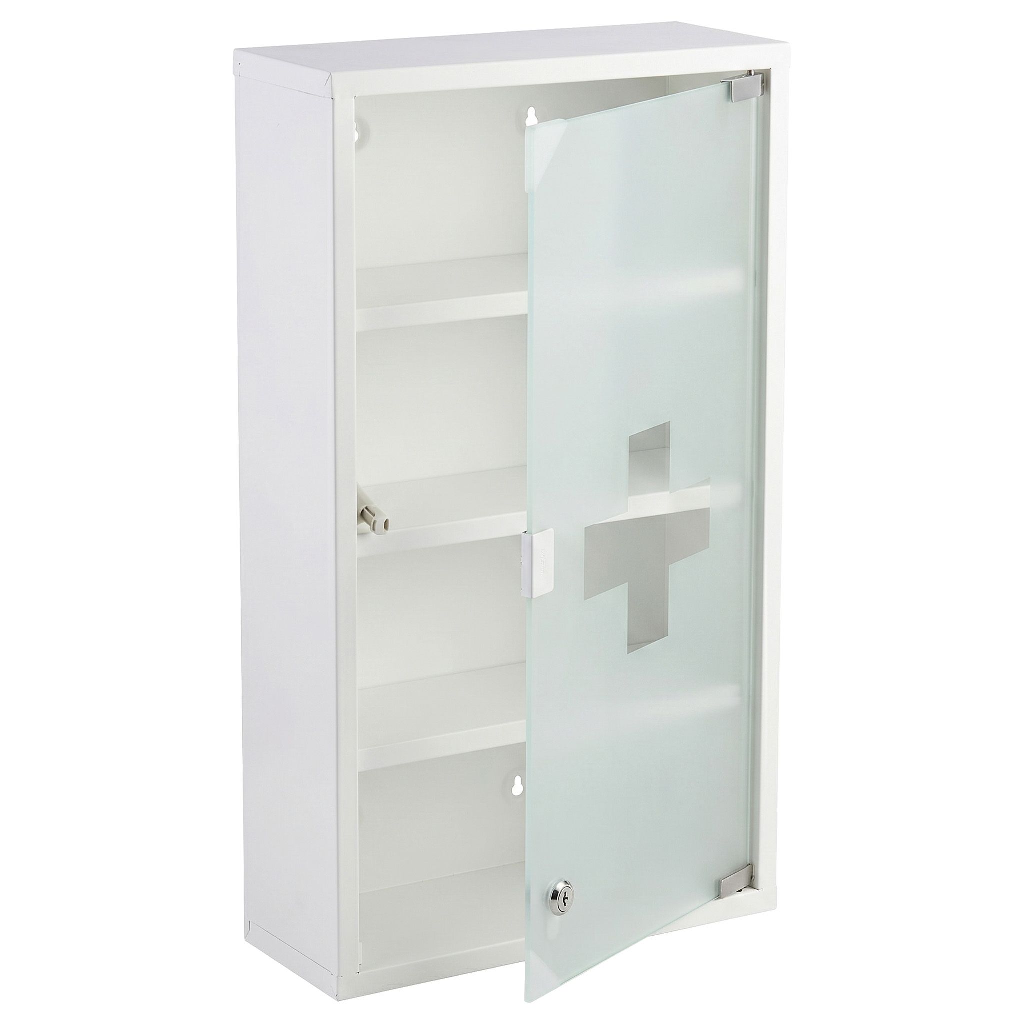 Karat Medizinschrank Allen - Abschließbarer Arzneischrank mit Glastür Weiß 60 x 30 cm 4 Fächer 1 St