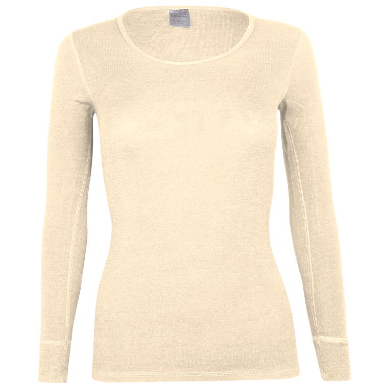 wobera Natur Damenunterhemd langer Arm 100% Seide 1 St weiss Frauen