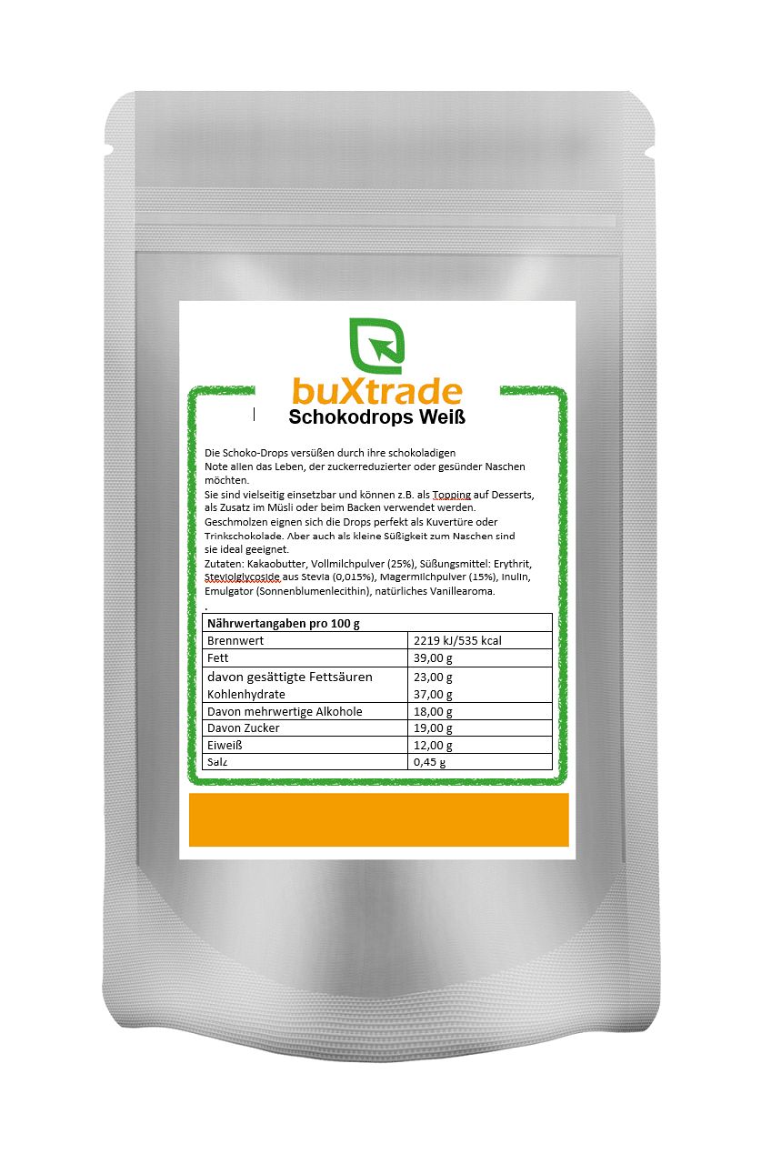 buXtrade Schokodrops Weiß Schokolade 0,25 kg