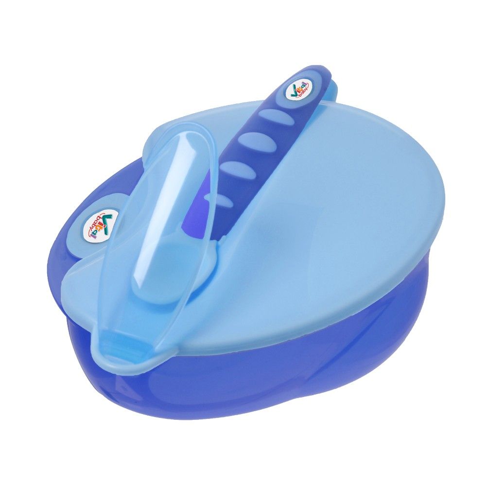 Vital Baby - Babys erstes Tellerset mit Deckel und Löffel Set 1 St blau