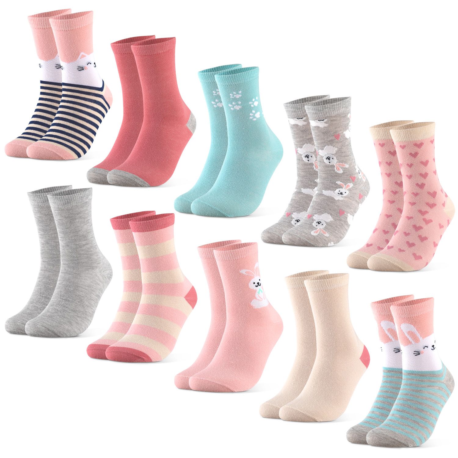 Occulto Jungen & Mädchen Motiv Socken 10er Pack (Modell: Fantasia) 8 St pink