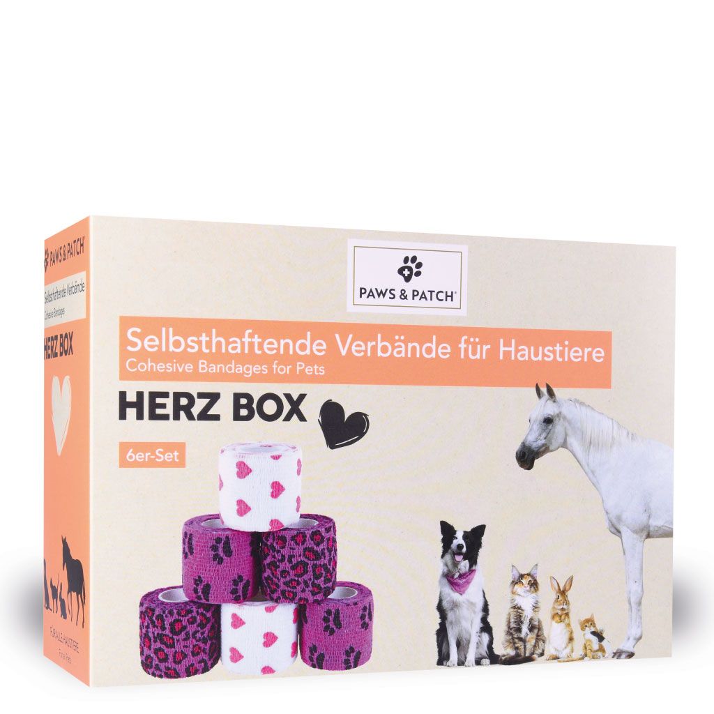 Selbsthaftende Verbände Herz BOX 6er-Set für alle Heimtiere Bandage(s) 6 St