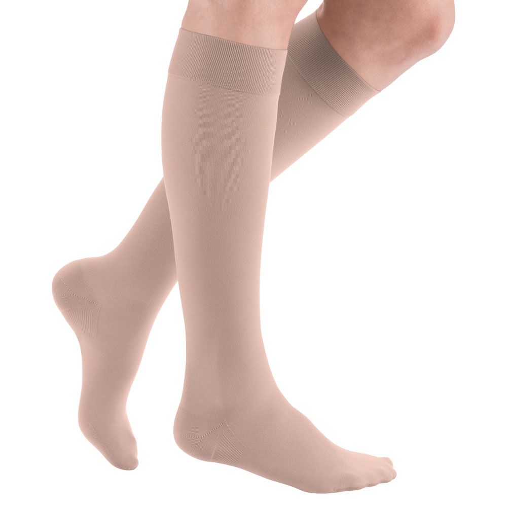 mediven plus Ccl2 AD Kompressionsstrümpfe kurz (34-38 cm) mit Noppenhaftband 1 St weiss