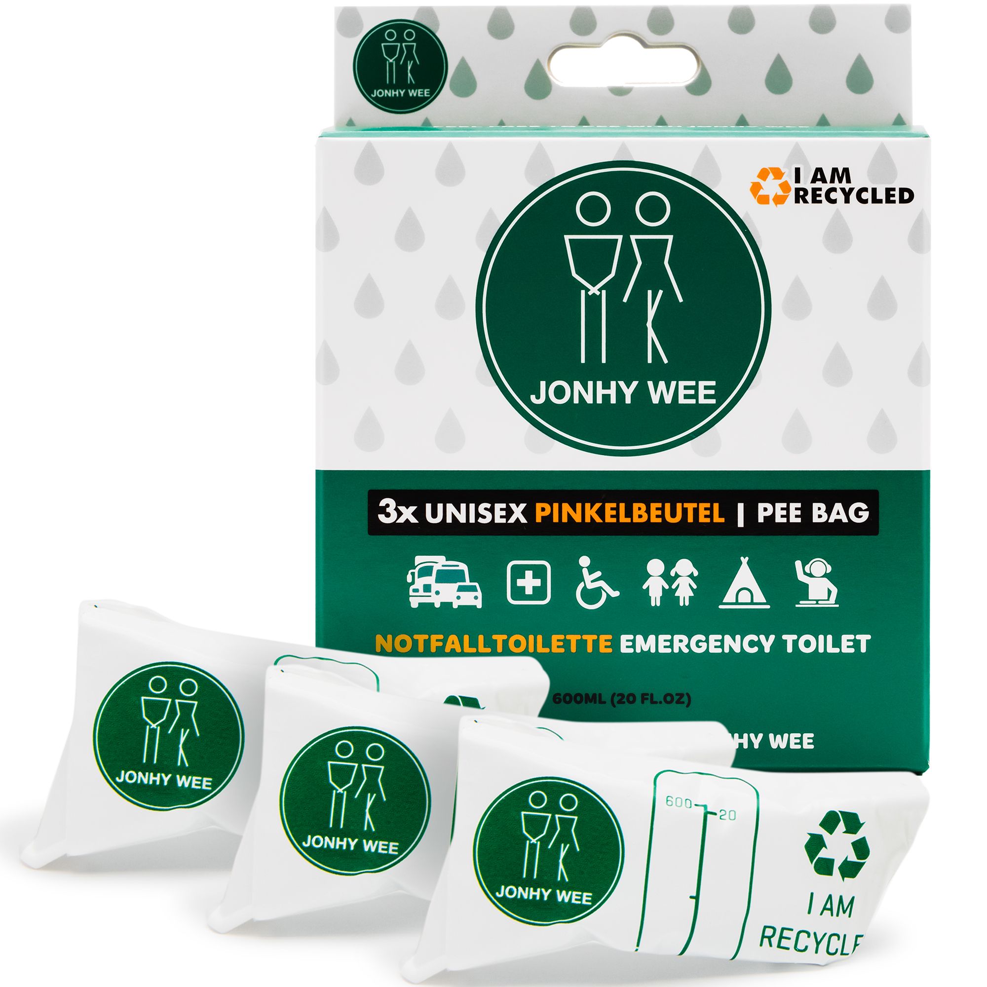 Jonhy Wee Urinbeutel Beutel 3 St Unisex