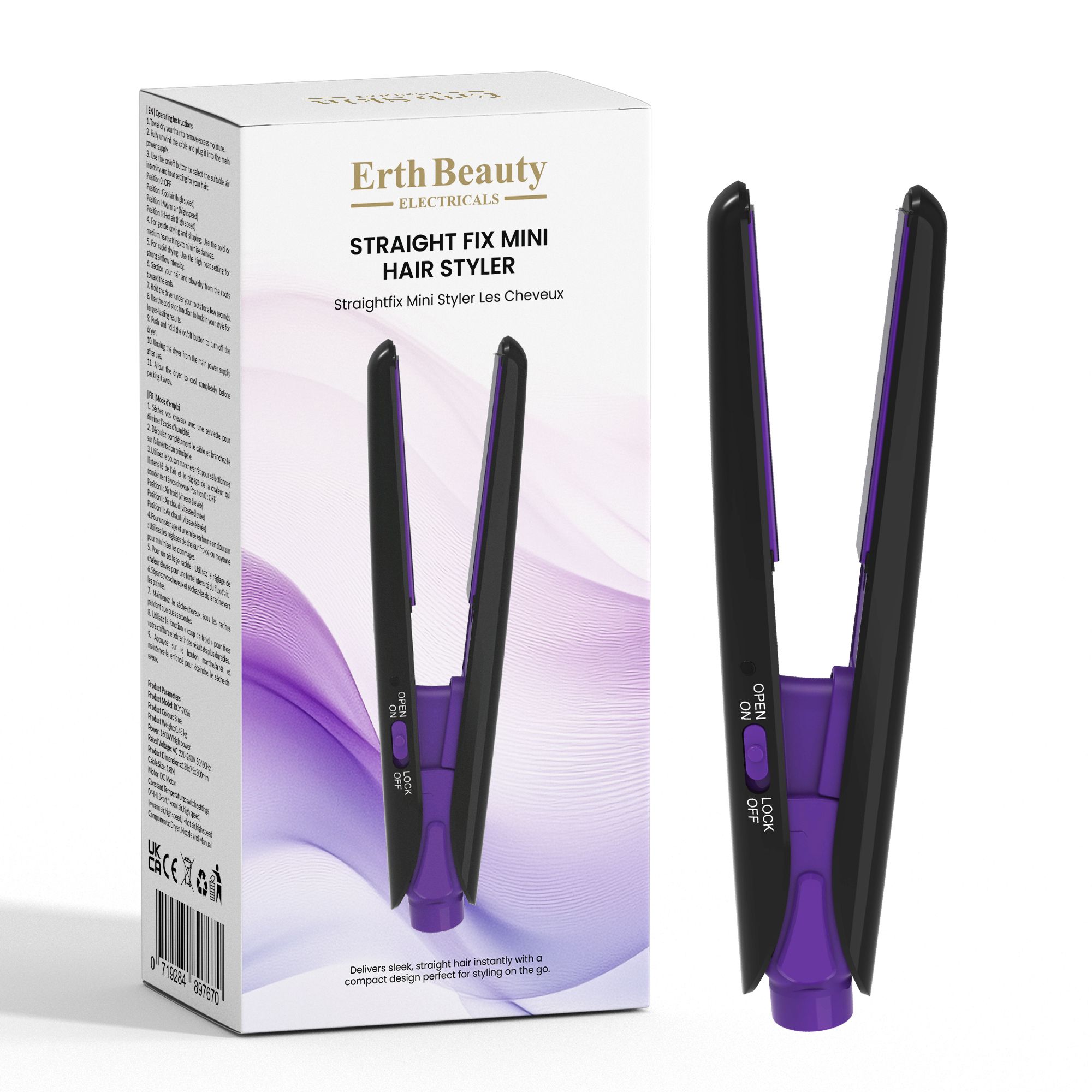 ErthSkin London Straight Fix Mini Haarstyler Schwarz 1 St Unisex
