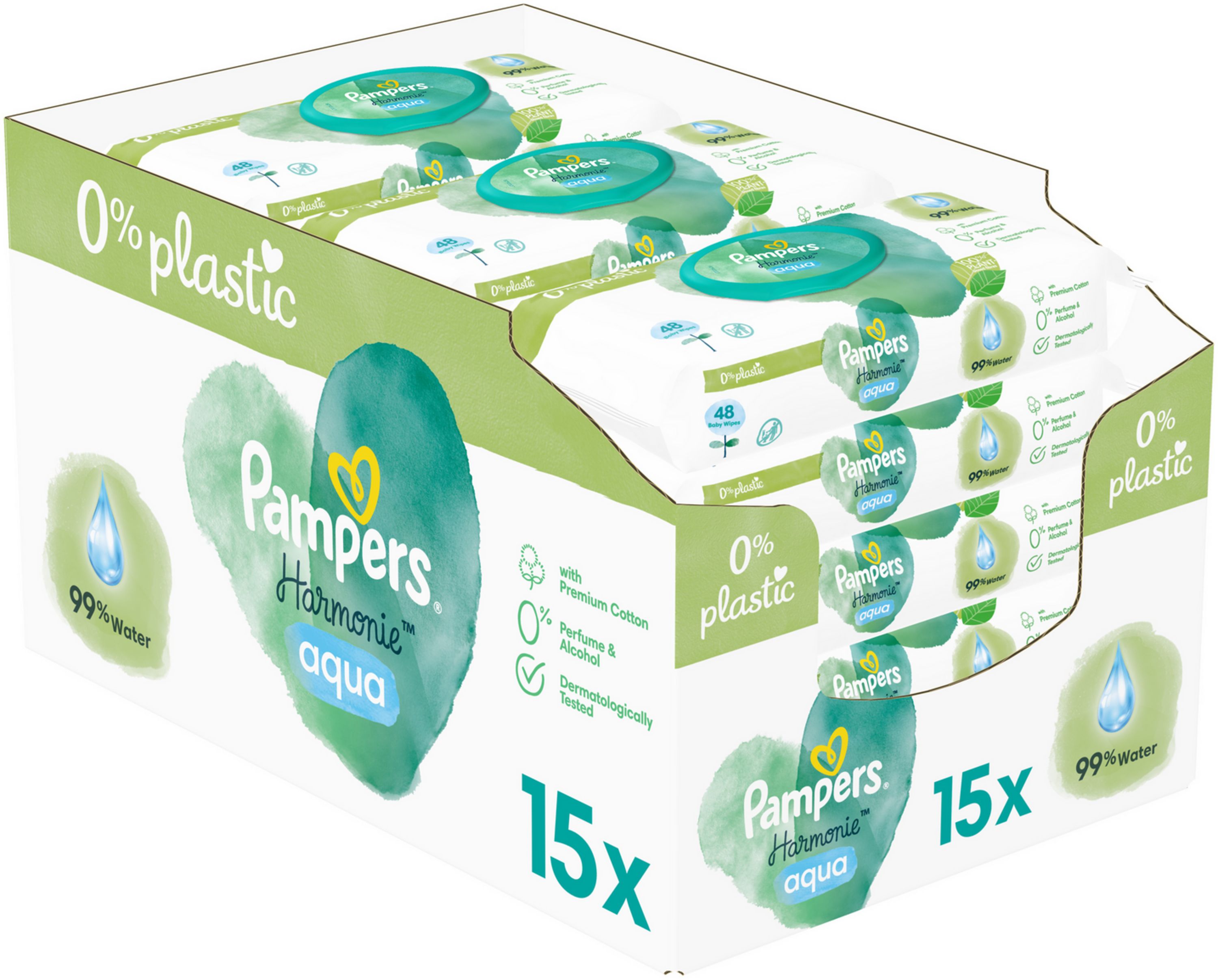 Pampers Harmonie Aqua Baby Feuchttücher Box Tücher 15x48 St