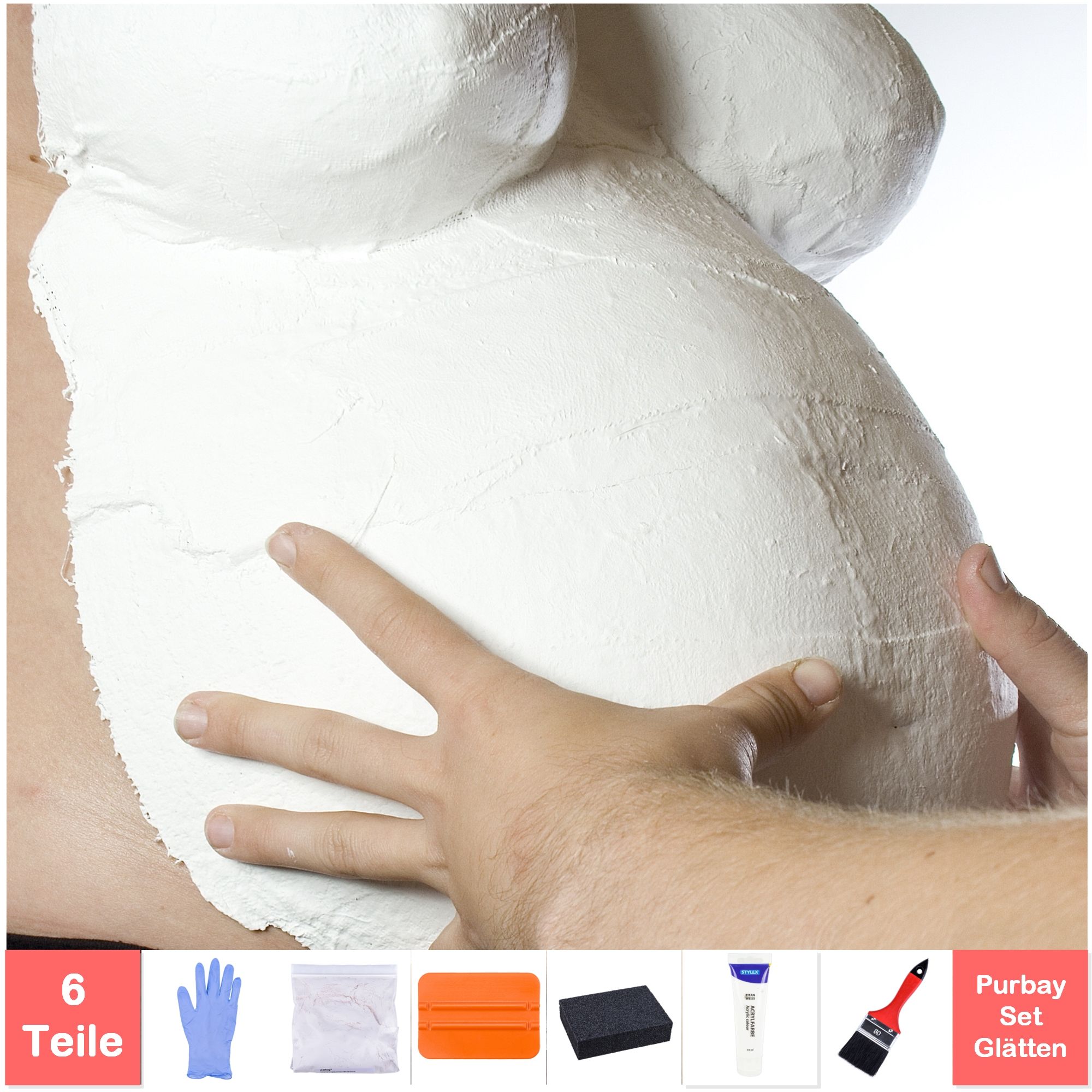 Purbay Premium Babybauch Gipsabdruck Set Glätten 1 St
