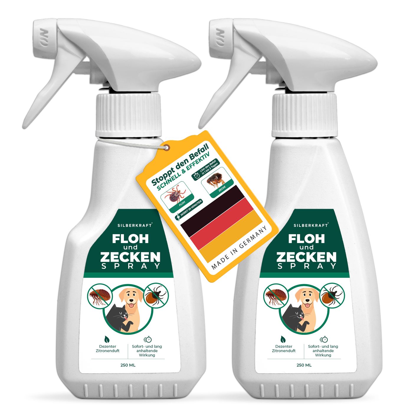 Silberkraft Floh- & Zeckenspray Hunde und Katzen Spray 2x250 ml