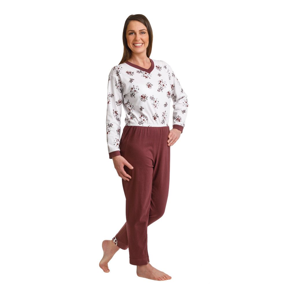Suprima Pflege-Schlafanzug, Flower Aubergine, large 1 St