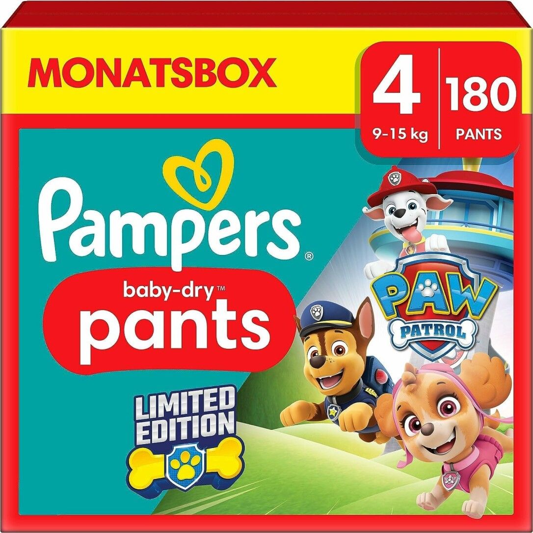 Pampers Baby-Dry Pants Paw Patrol Limited Edition Größe 4, 180 Windeln, 9kg - 15kg St