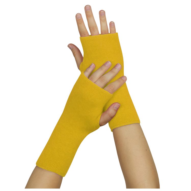 wobera Angora Stulpen mit Daumenloch 1 P gelb Unisex