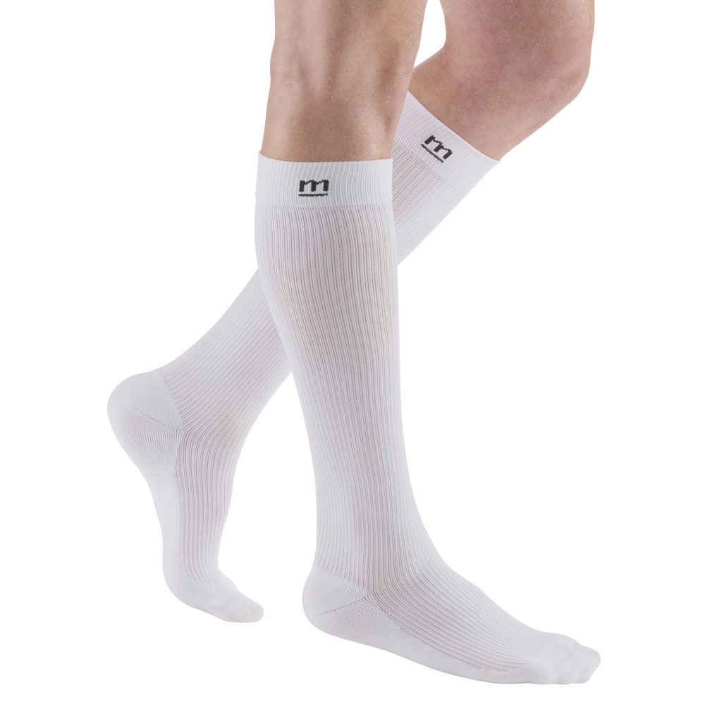 mediven active Ccl2 Kompressionsstrümpfe kurz (37-42 cm) mit Trikotabschlussrand 1 St weiss Männer