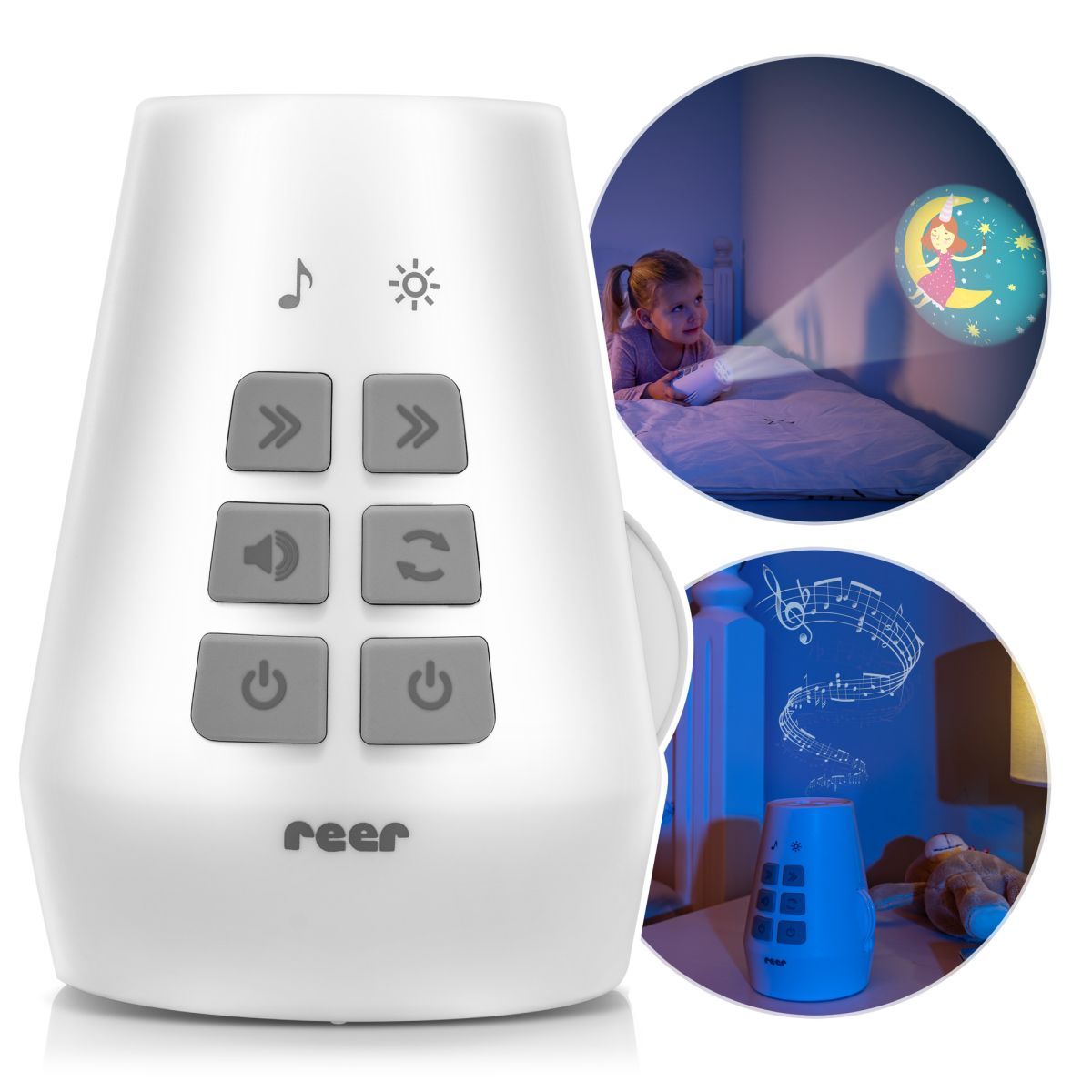 reer DreamBeam Motivprojektor mit Einschlafliedern und Naturgeräuschen 1 St weiss