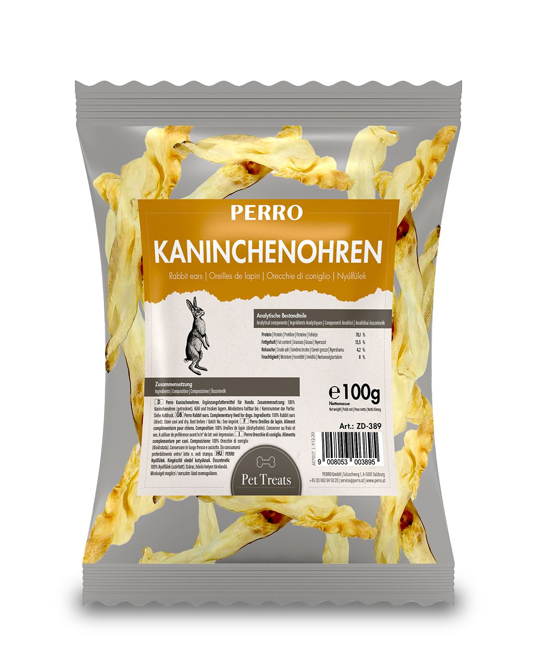 Perro Kaninchenohren - Kauartikel für kleine Hunde und Welpen Futter 100 g