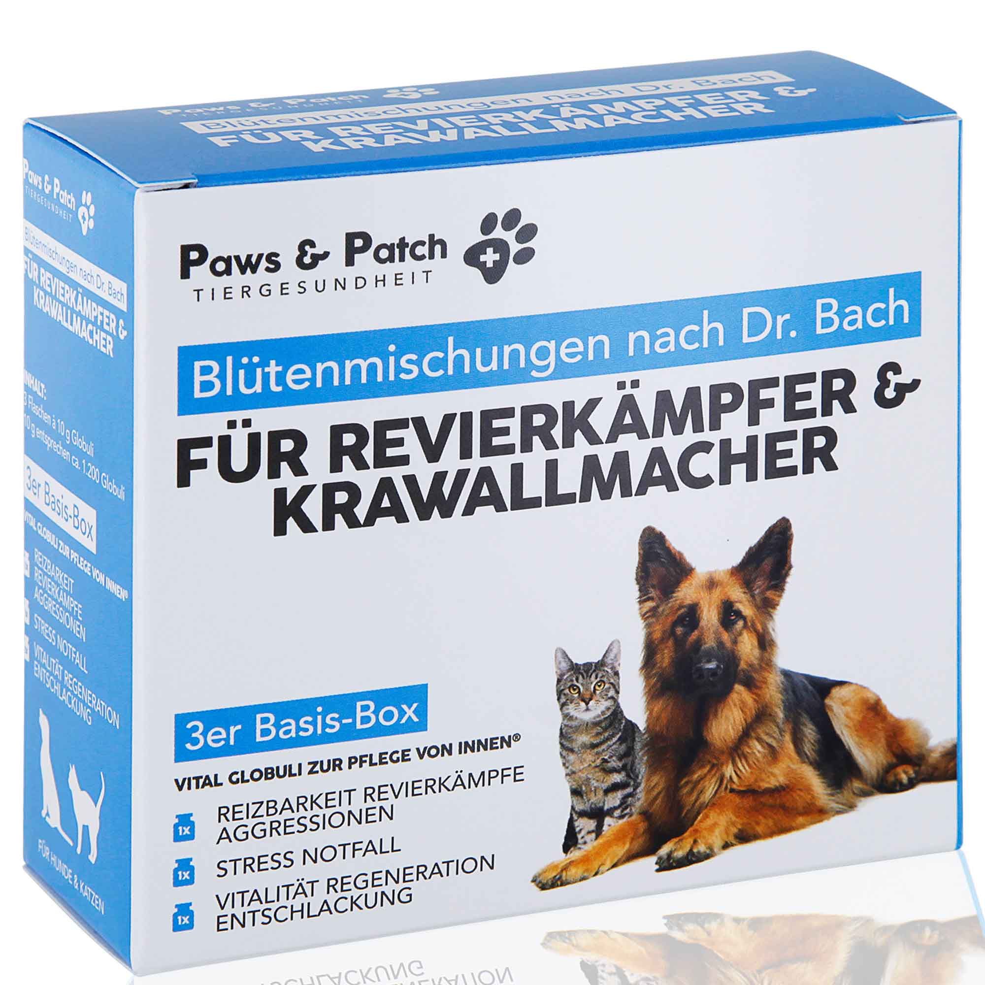 Paws & Patch Paws&Patch Blütenmischung Nach Dr. Bach 3Er Basis-Box Für Revierkämpfer & Krawallmacher Globuli 30 G